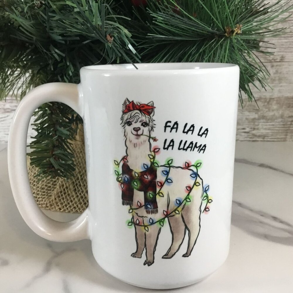 Fa La La La Llama 15 oz Ceramic Christmas Coffee Mug